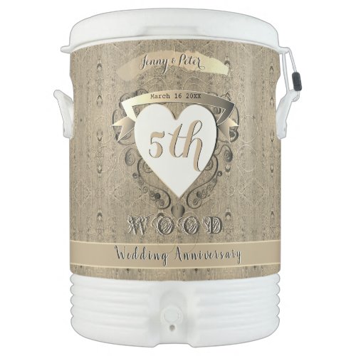 5th Wedding Anniversary Wood     Beverage Cooler