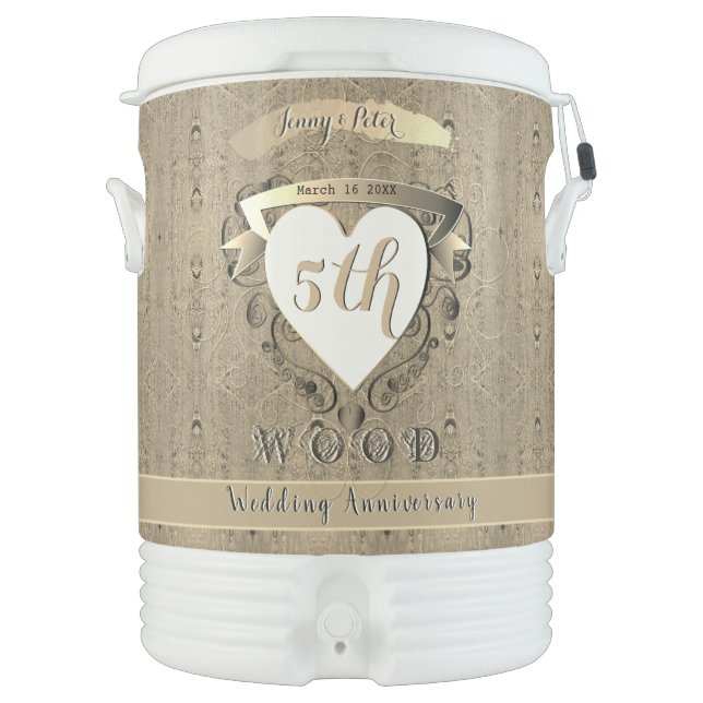 5th Wedding Anniversary "Wood"     Beverage Cooler (Front)