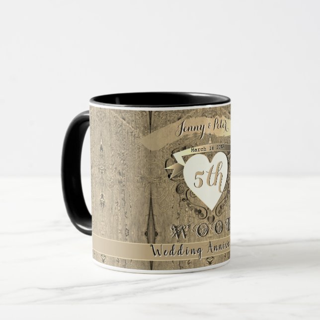 5th Wedding Anniversary "Wood" Image    Mug (Front Left)
