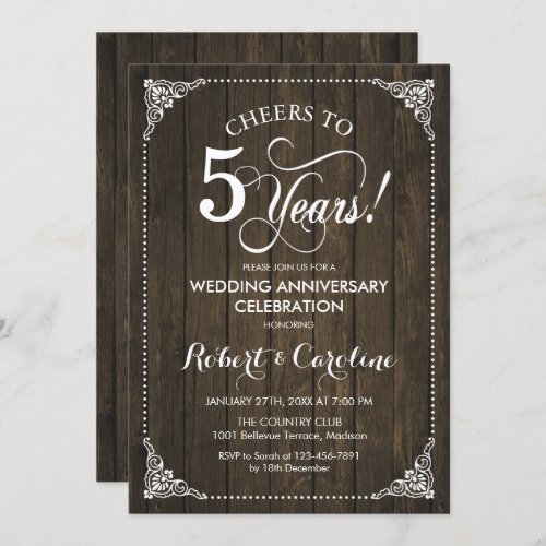 5th Wedding Anniversary _ Wood Invitation