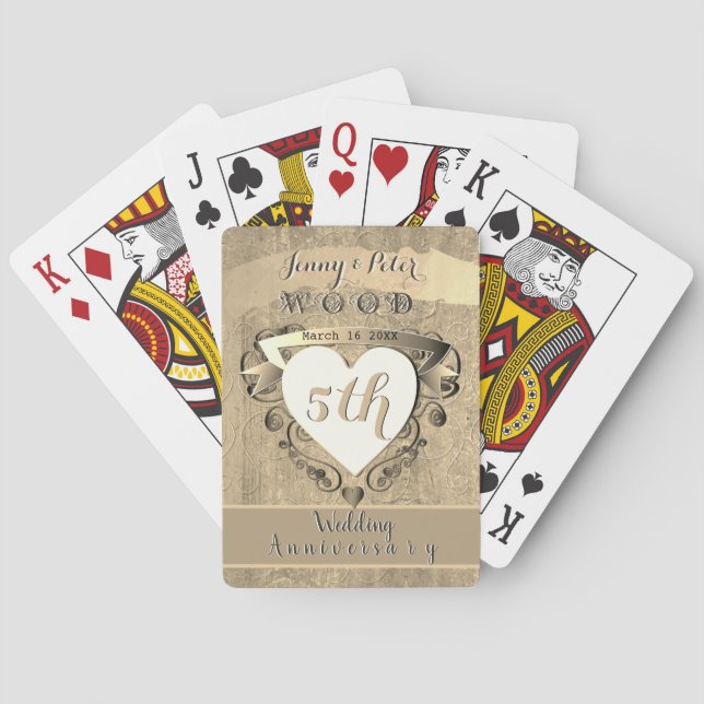 5th Wedding Anniversary "Wood" Poker Cards (Back)