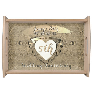5th Wedding Anniversary "Wood"   Serving Tray
