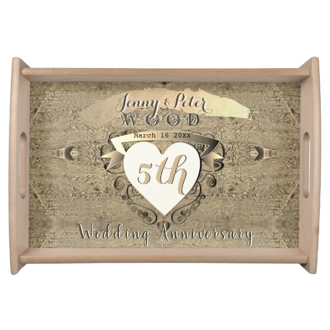 5th Wedding Anniversary "Wood"   Serving Tray (Front)