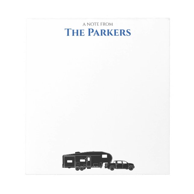 5th Wheel Camper / RV - Personalized Notepad (Front)