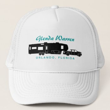 5th Wheel Rv Silhouette Graphic Trucker Hat by rv_lifestyle at Zazzle