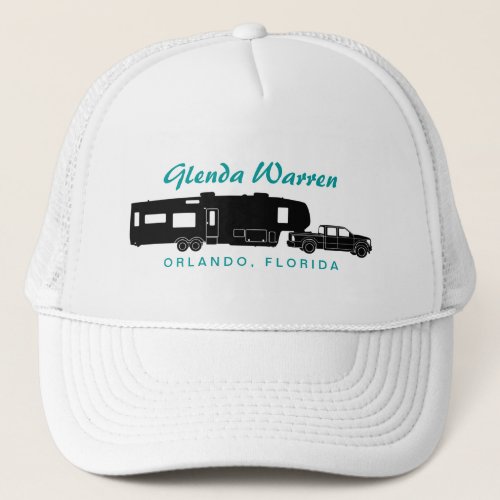 5th Wheel RV Silhouette Graphic Trucker Hat