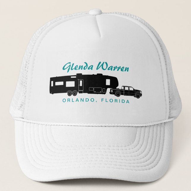 5th Wheel RV Silhouette Graphic Trucker Hat (Front)