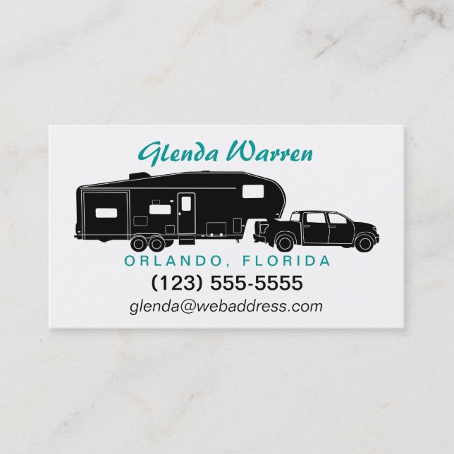 5th Wheel / Toy Hauler Silhouette Calling Card (Front)