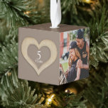 5th Wood Anniversary Heart Now And Then Photo Cube Ornament at Zazzle