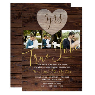 5th WOOD Anniversary PHOTO Rustic Invite