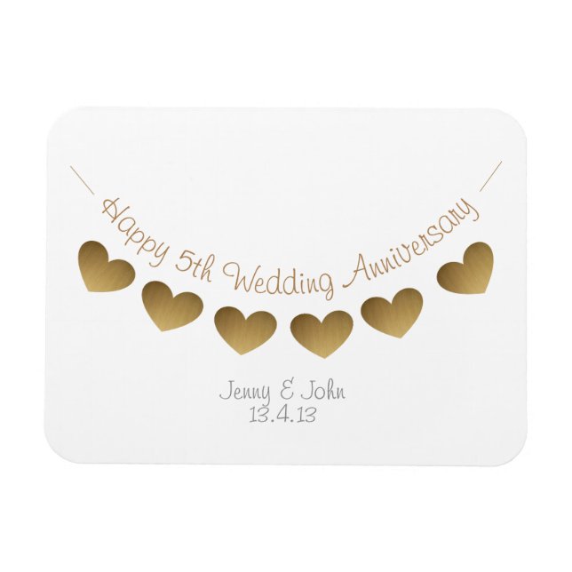 5th wood wedding anniversary bunting gift magnet (Horizontal)
