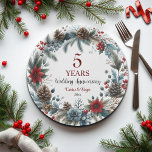5th Wood Wedding Anniversary Elegant Winter Paper Plates
