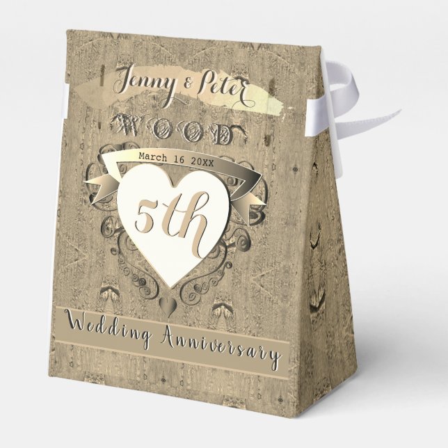5th Wood Wedding Anniversary   Favor Boxes (Back Side)
