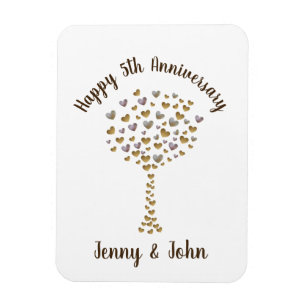 5th wood wedding anniversary gift magnet