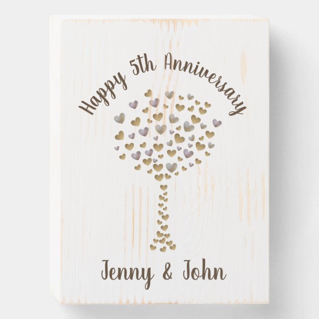 5th wood wedding anniversary gift wooden box sign (Front Vertical)