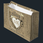 5th Wood Wedding Anniversary   Large Gift Bag<br><div class="desc">It's their 5th wood wedding anniversary and you're looking for that perfect gift bag for their celebration? Won't this be fun to give; an original heart graphic on a shabby chic image to mark their milestone; a ritual and emblem all for their 5th year.</div>