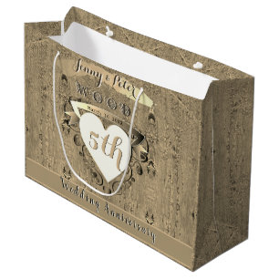 5th Wood Wedding Anniversary   Large Gift Bag