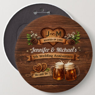5th Wood Wedding Anniversary Party Thank You Gifts Button