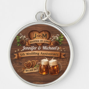 5th Wood Wedding Anniversary Party Thank You Gifts Keychain