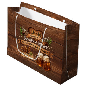 5th Wood Wedding Anniversary Party Thank You Gifts Large Gift Bag