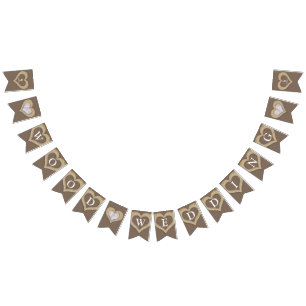 5th wood wedding anniversary personalized photo bunting flags