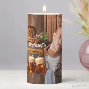 5th Wood Wedding Anniversary Photo Thank You Gifts Pillar Candle