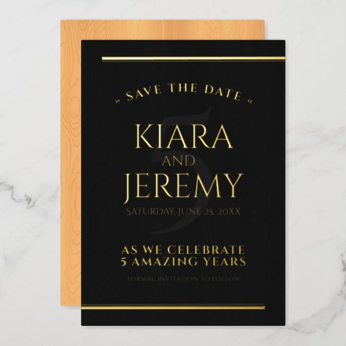 5th Wood Wedding Anniversary Save the Date Foil Invitation