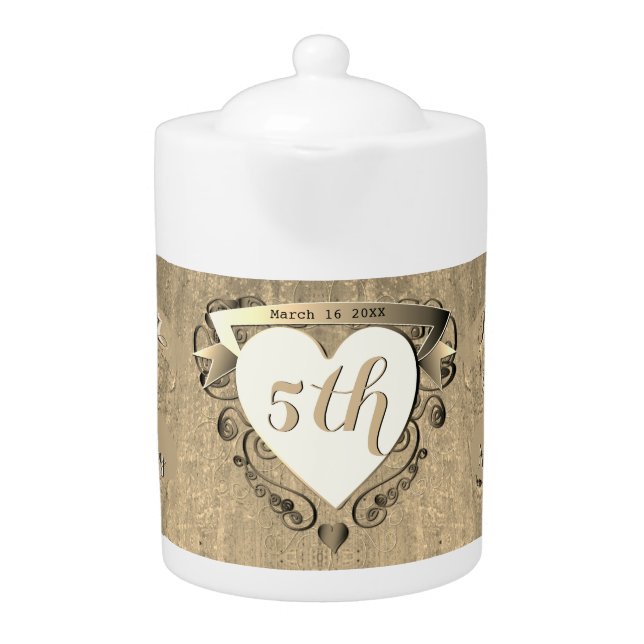 5th Wood Wedding Anniversary Teapot (Front)