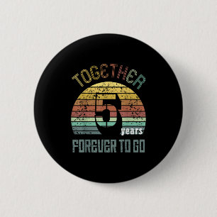 5th Years Wedding Anniversary For Couple Matching Button