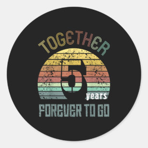 5th Years Wedding Anniversary For Couple Matching  Classic Round Sticker