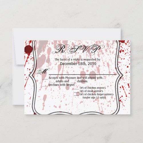 5x35 RSVP Card Blood Splatter Vampire Gothic