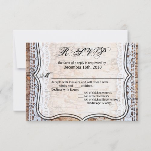 5x35 RSVP Card country barn wood lace trim Ed