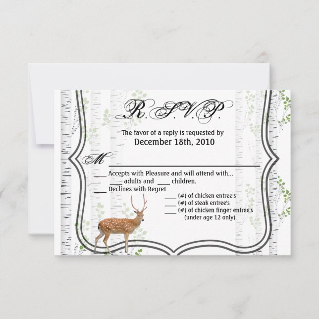 5x3.5 R.S.V.P. Card Woodland Deer Doe Buck Hunting (Front)