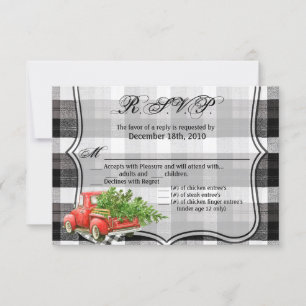 5x3.5 R.S.V.P. Card XMAS Truck Buffalo Plaid Chris