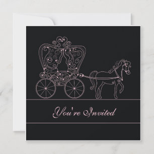 5x5 Black Carriage Wedding Invitation