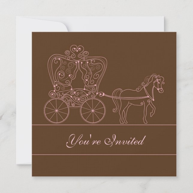 5x5 Brown Carriage Wedding Invitation (Front)