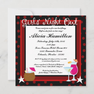 5x5 Crimson Red Cocktails Bachelorette Invitation