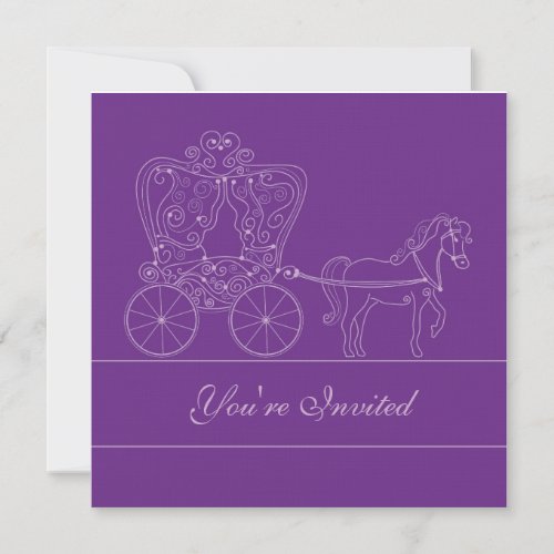 5x5 Dark Purple Carriage Wedding Invitation