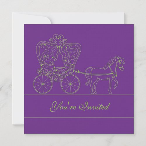 5x5 Dark Purple Carriage Wedding Invitation