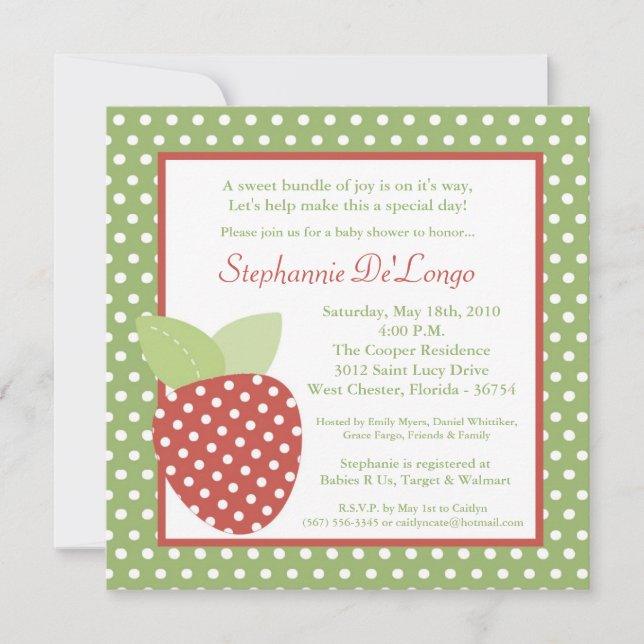 5x5 Farm Strawberry Fruit Baby Shower Invitation (Front)
