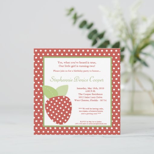 5x5 Farm Strawberry Fruit Birthday Part Invitation | Zazzle