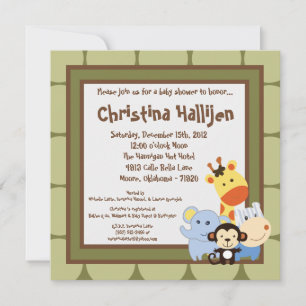 5x5 Jungle Play Baby Shower Invitation