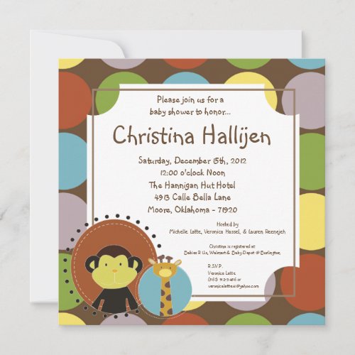 5x5 Jungle Tales Safari Baby Shower Invitation
