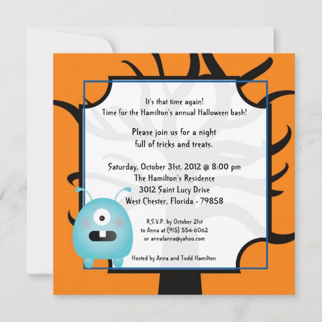 5x5 Little Monsters Halloween Party Invitation (Front)