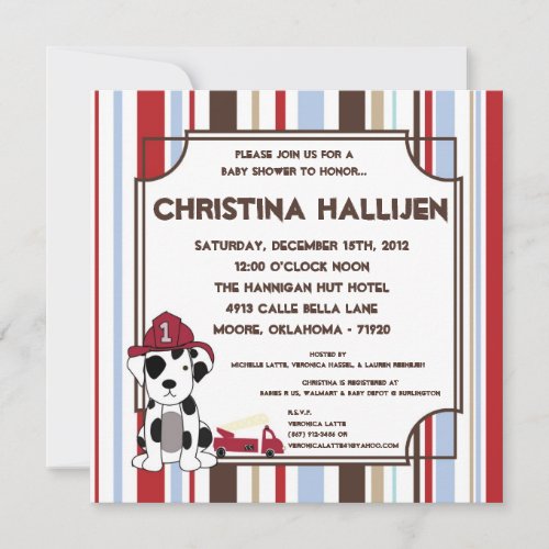 5x5 Nojo Fire Engine Baby Shower Invitation