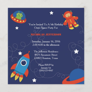 5x5 Outer Space Birthday Party Invitation