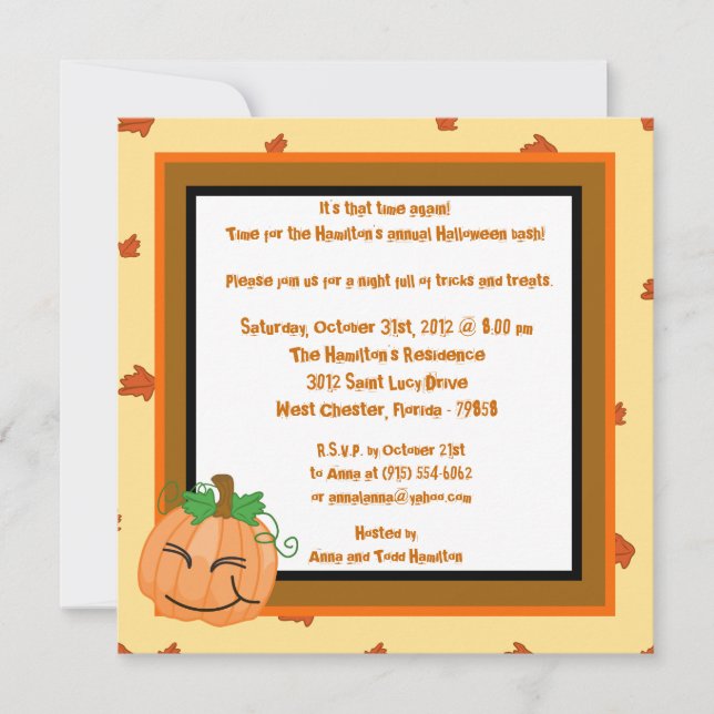 5x5 Pumpkin Patch Halloween Party Invitation (Front)