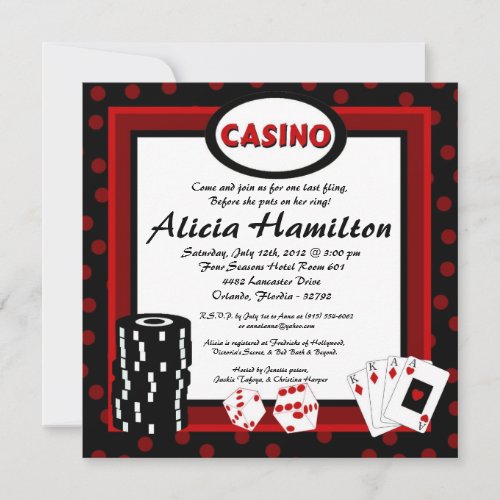 5x5 Red &amp; Black Las Vegas Bachelorette Invitation