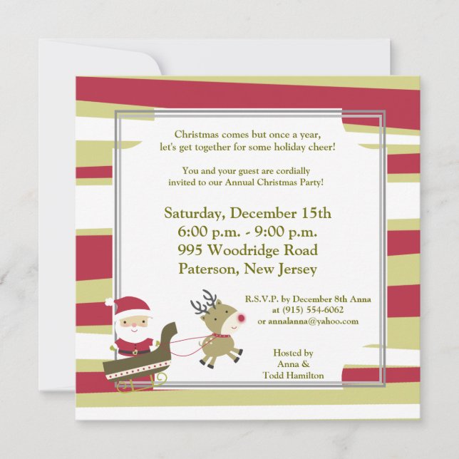 5x5 Santas Coming to Town Invitation (Front)