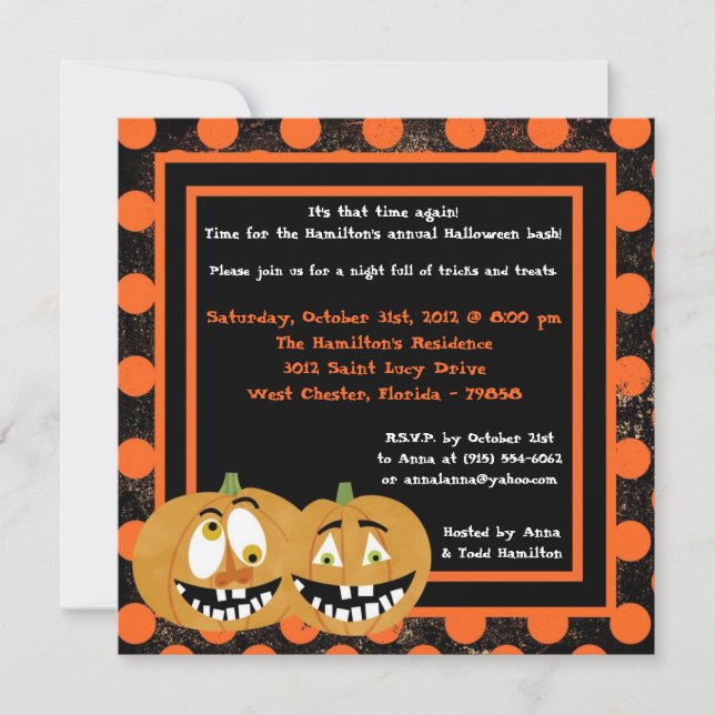 5x5 Scary Pumpkins Halloween Party Invitation (Front)